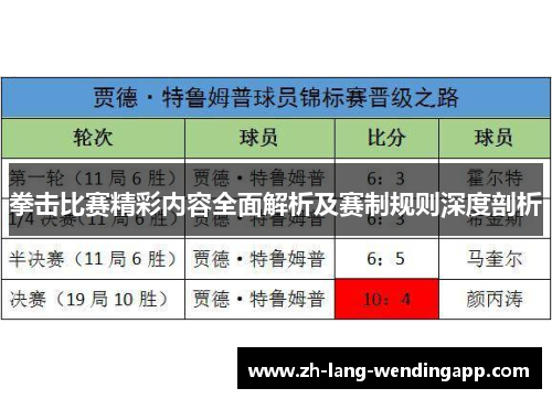 拳击比赛精彩内容全面解析及赛制规则深度剖析